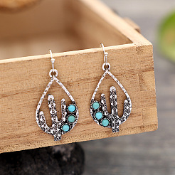 Серьги с подвесками из синтетического бирюзового сплава&nbsp;FS-WG8D1E3-01