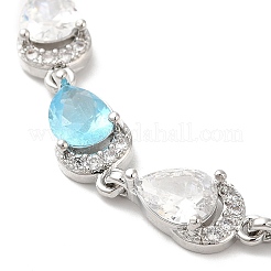 Браслет-цепочка из стекла в форме капли со звеньями циркония&nbsp;BJEW-M296-04P