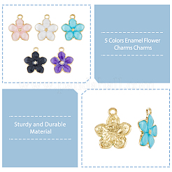 150 шт. 5-х цветные эмалевые подвески в форме цветка из сплава&nbsp;ENAM-DC0001-32