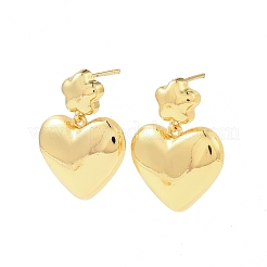 Серьги-гвоздики из латуни в форме сердца и звезды&nbsp;EJEW-F389-17G