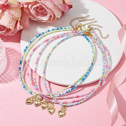 Золотое латунное ожерелье с подвеской в виде сердца&nbsp;NJEW-JN04530