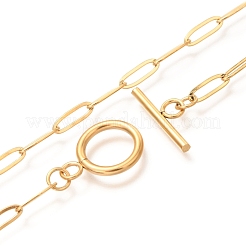 Унисекс вакуумное покрытие pvd нержавеющая сталь 304 цепочка-скрепка ожерелье NJEW-H215-04G