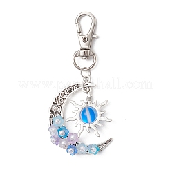 Подвесные украшения из синтетического лунного камня и сплава в форме луны и солнца&nbsp;HJEW-JM04647