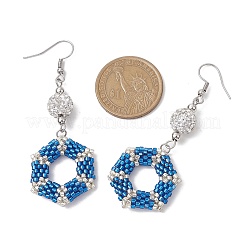 Стеклянные шестиугольные серьги-подвески&nbsp;EJEW-MZ00305