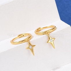 Серьги-кольца star 925 из стерлингового серебра с микропаве из прозрачных кубических цирконий для женщин&nbsp;EJEW-G427-03G