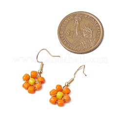 Серьги-подвески в виде стеклянных семян цветов&nbsp;EJEW-JE06152