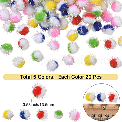 100шт. 5-х цветный полиэстеровый помпон-шар&nbsp;DIY-SC0031-42