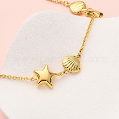 Женские ожерелья-цепочки в форме звезд и ракушек из нержавеющей стали 304&nbsp;NJEW-G178-08G