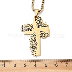 201 подвеска-роза крест из нержавеющей стали&nbsp;LS-NJEW-H065-31G