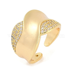 Открытые манжеты из латуни с микропаве и прозрачным цирконием для женщин&nbsp;LS-RJEW-M026-02G-04