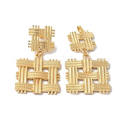 Вязаные текстурированные квадратные серьги-гвоздики из нержавеющей стали 304 с ионным покрытием (IP) для женщин&nbsp;EJEW-L287-029G