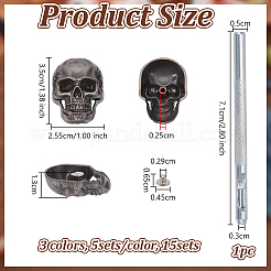 15 шт. 3-х цветные декоративные заклепки из сплава&nbsp;AJEW-OC0014-85