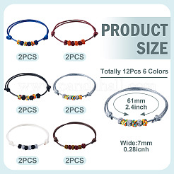 12шт 6 цвета полиэстеровый шнур плетеные браслеты женские&nbsp;BJEW-TA0001-23