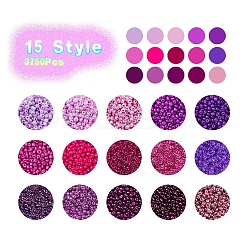 3750шт 15 стиля 8/0 стеклянные круглые бусины&nbsp;SEED-YW0001-40B