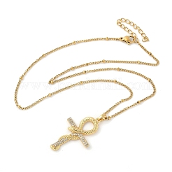 Ожерелья с подвесками из нержавеющей стали 304 с микропаве из прозрачных кубических цирконий для женщин&nbsp;LS-NJEW-U047-01C-G