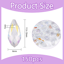 150 шт. гальванизированные прозрачные стеклянные граненые капли бусины&nbsp;EGLA-DC0001-16