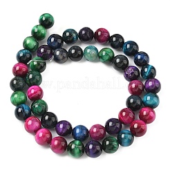 Нити из натуральных бусин тигрового глаза высшего качества&nbsp;G-F591-18-8mm-06