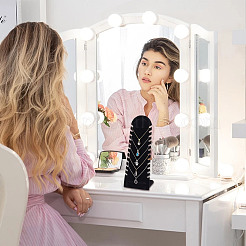 Деревянные покрытые бархатом стенды для ожерелья с наклонной спинкой&nbsp;LS-EDIS-WH0016-059