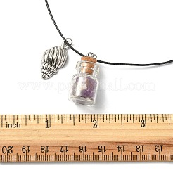 Колье с подвеской из стеклянной бутылки и ракушки из сплава&nbsp;NJEW-FZ00016