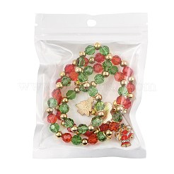 Браслеты из пластика и стеклянных бусин ccb&nbsp;BJEW-FS00029