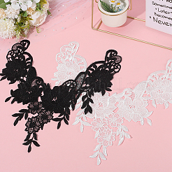 4 шт. двухцветный полиэстеровый кружевной воротник с вышивкой&nbsp;AJEW-CY0001-51B