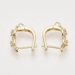 Серьги-кольца из латуни с кубическим цирконием&nbsp;X-KK-T048-025G-NF