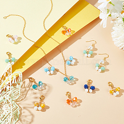 6 комплект стеклянных подвесных украшений в виде бабочек из медной проволоки&nbsp;HJEW-GA0001-52