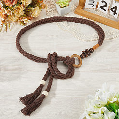 1 шт. плетеный вручную хлопковый пояс с кисточками для женского платья&nbsp;AJEW-CP0010-25B