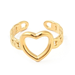 Ионное покрытие(ip) 304 нержавеющая сталь сердце открытое кольцо манжета для женщин&nbsp;RJEW-I085-11G
