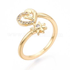 Манжеты из латуни с микро паве кубический цирконий для женщин&nbsp;KK-T071-77G