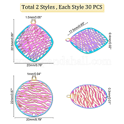 60 шт. 2 шт. филигранные подвески из нержавеющей стали 201&nbsp;STAS-DC0008-56
