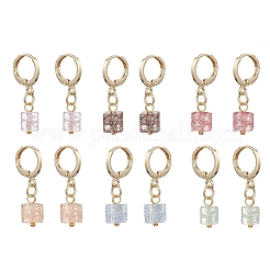 6 пара серег-колец из латунного стекла с потрескивающим эффектом&nbsp;EJEW-JE06616