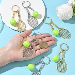 5 шт. непрозрачный акриловый теннисный брелок с изображением теннисной ракетки из сплава&nbsp;KEYC-YW00243-01