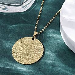 Плоские круглые подвески из нержавеющей стали 304&nbsp;NJEW-M096-28G