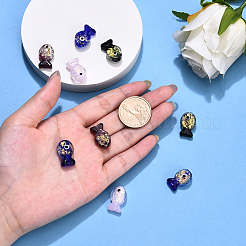 10 шт. бусины-рыбки из фольги ручной работы&nbsp;FOIL-YW0001-01