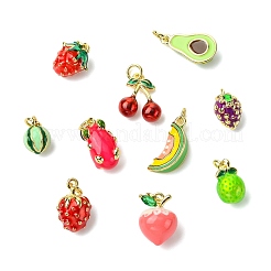 10 шт. 10 стили подвесок из эмали с изображением фруктов из латуни&nbsp;KK-CJ0004-02