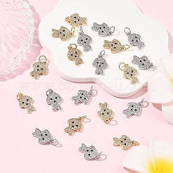 10 шт. двухцветные подвески в виде собаки из латуни с микропаве из прозрачных кубических цирконий&nbsp;KK-YW0004-35