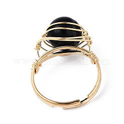 Регулируемые круглые кольца для пальцев из натуральных и синтетических драгоценных камней&nbsp;RJEW-T020-01KC