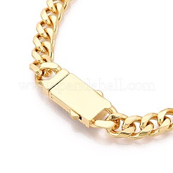 Браслеты-цепочки с кубическими звеньями из латуни с микропаве из прозрачных кубических цирконий&nbsp;BJEW-N037-01G