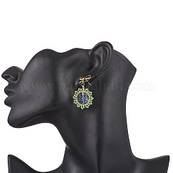 Серьги-гвоздики с подвесками из цветочного стекла&nbsp;EJEW-MZ00522-02