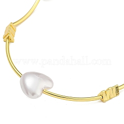 Стойка из латуни и АБС-пластика жемчужные бусины ожерелья в форме сердца для женщин&nbsp;NJEW-C059-04G