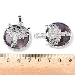 Природный аметист плоские круглые подвески&nbsp;G-G279-01P-08