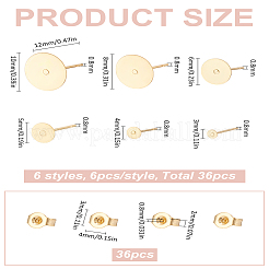 36 шт. фурнитура для сережек-гвоздиков из нержавеющей стали 304&nbsp;STAS-LP0001-83