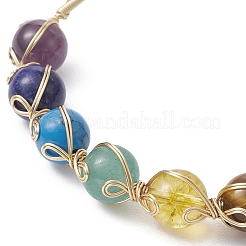 Натуральный смешанный драгоценный камень круглый браслет-манжета из бисера&nbsp;BJEW-JB09594