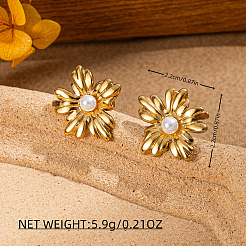 201 серьги-гвоздики из нержавеющей стали в форме цветка&nbsp;GG2778-1