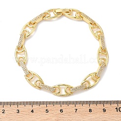 Браслет из овальных звеньев с прозрачным кубическим цирконием&nbsp;BJEW-G773-04G