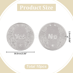 10 шт. монета из сплава с ответом «да» и «нет»&nbsp;AJEW-ME0001-36P
