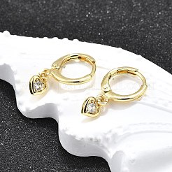 Латунные серьги-кольца из прозрачного кубического циркония&nbsp;EJEW-H157-09G