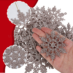 36 шт. блестящие рождественские снежинки пластиковые подвесные украшения&nbsp;HJEW-GF0001-64B