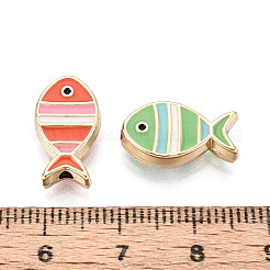 Бусины из эмали из сплава светло-золотистого цвета&nbsp;FIND-N011-13KCG